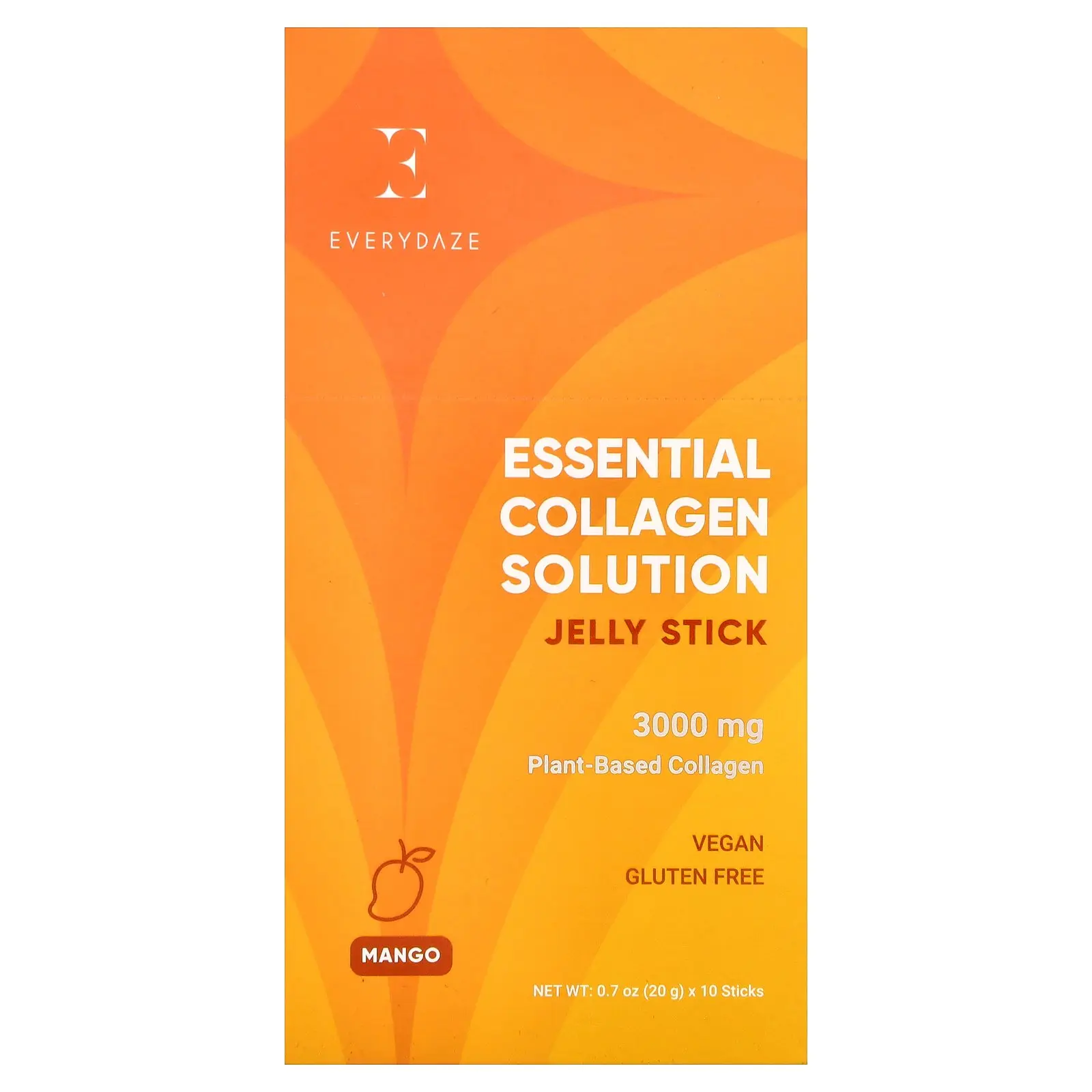 Everydaze Essential Collagen Solution Jelly Stick, Mango, 10 Sticks, 0.7 oz (20 g) Each