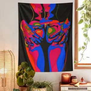 Abstract Figure Pattern Tapestry, Retro Aesthetic Abstract Art Figure Tapestry, Fashionable and Personalized Living Room Bedroom Home Decoration Wall Hanging, Tapestry Wall Mural Decorative Purple