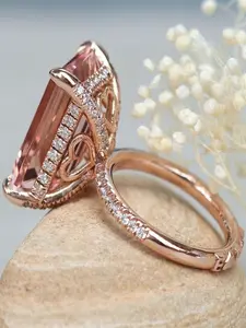 Women's Fashion Ring with Zirconia Stone, Radiant Rectangle Rings, Cubic Zirconia Rings, Perfect for Valentine's Day, Vacation, Commuting, Parties, Weddings, Birthdays & More