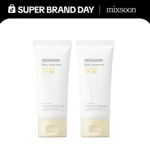 [mixsoon Official] Bean Sunscreen Duo SPF50 PA+++ (50ml × 2) - Lightweight, Hydrating Korean Smooth Moisturizer, No White Cast, Daily UV Defense,summerwins
