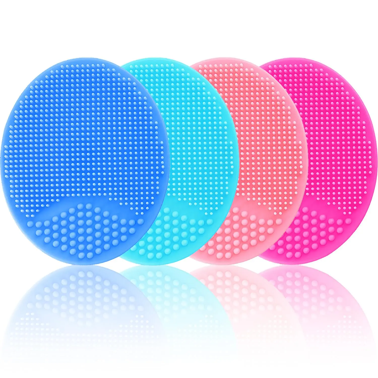 Silicone Face Scrubber 4-Pack, Exfoliating Cleansing Brush & Massaging Pad, Handy Beauty Products for Travel, Promotes Glowing Skin & Blackhead Removal, Ideal Gift, Durable, Travel Size