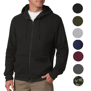 Blue Ice Men’s Fleece-Lined Full-Zip Hoodie Menswear Sweaters Tops Day Hem