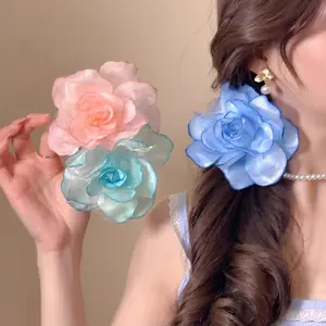 AWAYTR 4 Colors Flower Hair Clip for Women Rose Floral Hair Pins Barrettes Hair Accessories for Wedding Travel Holiday 4.72 Inch Hair Bobby Pins