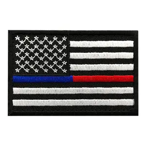 USA Flag Thin Blue Red Line Police - Firefighter 3.0 X 2.0 Hook Patch (US7)