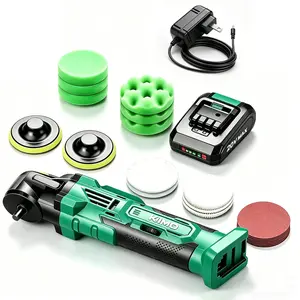 KIMO 20V Cordless Buffer Polisher Kit - Microfiber & Wave Foam Pads, Sandpapers | 6-Speed (3634 RPM) Portable Power Tool | Includes 2000mAh Lithium Battery for Car Detailing, Waxing, Scratch Removal