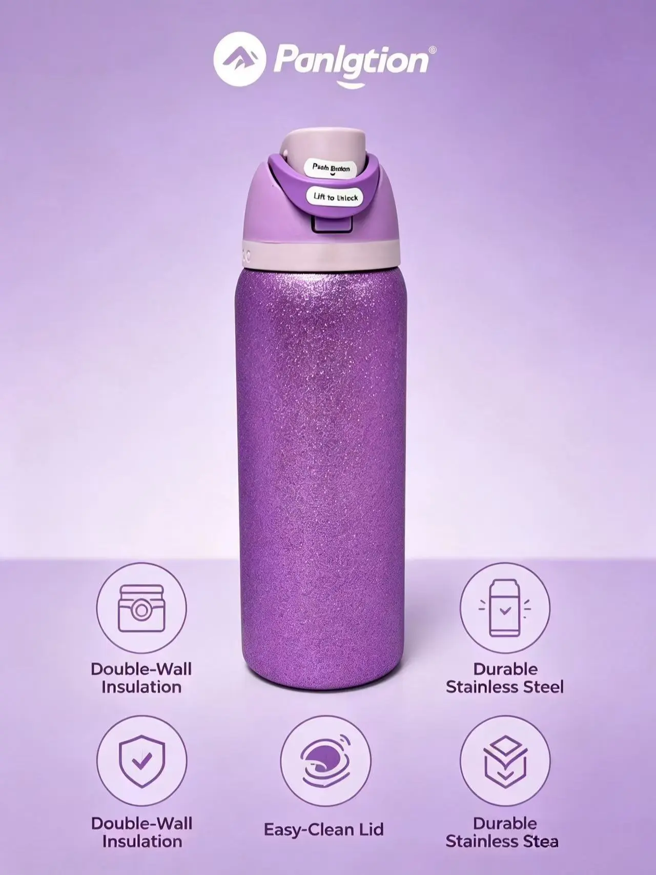 Owala  32oz Purple Glitter Water Bottle with Locking Flip Top - Durable, Spill-Proof, All-Day Hydration#LeakProofBottle #LockingLid #PushButtonLid #DoubleWallInsulated  #BPAFree outdoorfun