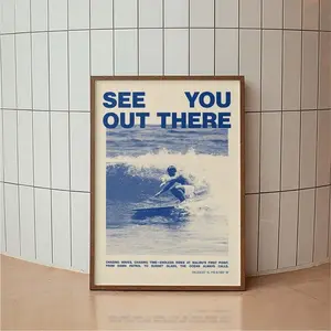 Vintage Malibu First Point Surfing Poster - Unframed Multi-Size California Wave Paper Art Print with Border, Retro Vibes Coastal Wall Decor for Beach House, Ships in Shipping Tube