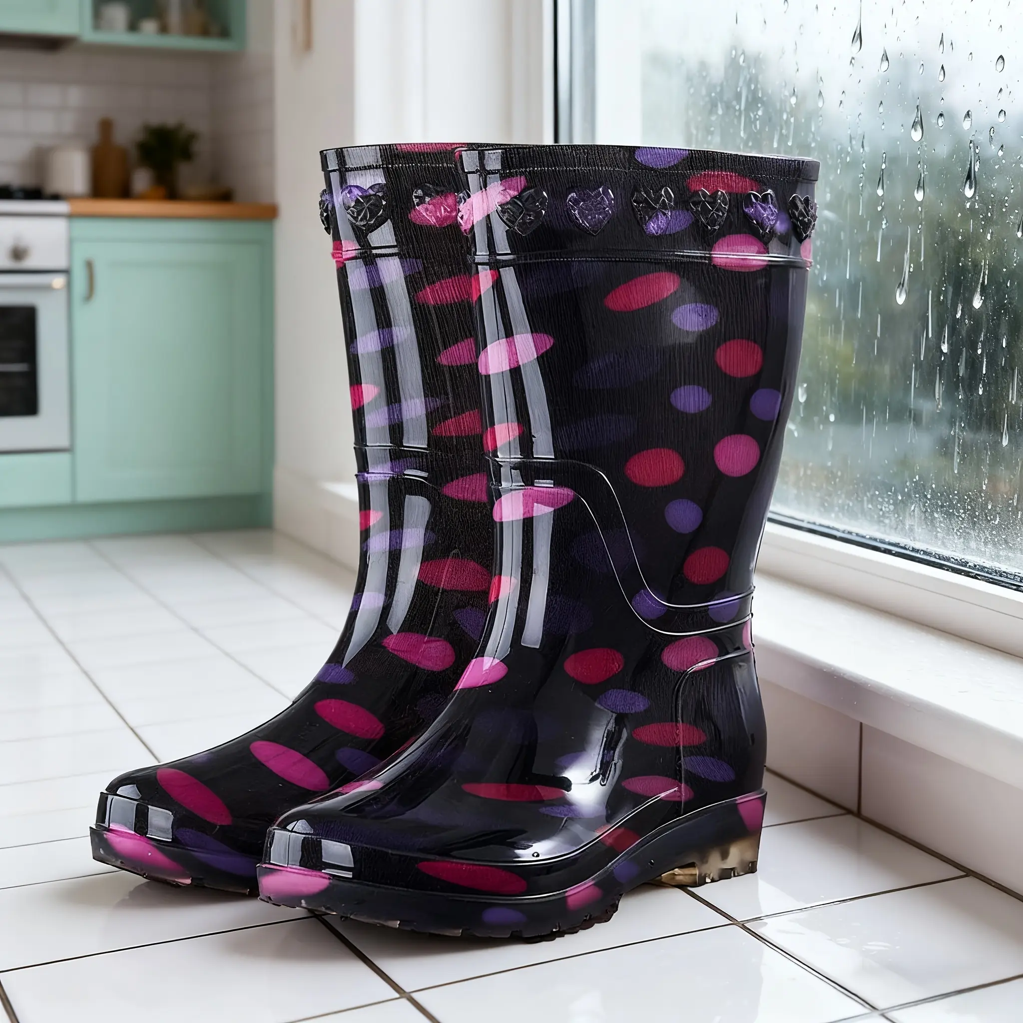 Fashionable Women's Rain Boots Non-Slip Waterproof Shoes Durable PVC Upper and Sole Suitable for Fishing, Motorcycle Riding, Rain Gear| Casual Rain Boots| PVC upper boots, high quality, suitable for rainy days