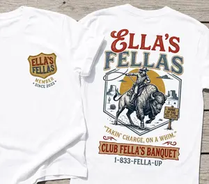 Ella's Fellas Club Shirt, Vintage Western Concert Graphic Tees, Ella Fella Club, Cowboy Tee, Western Whiskey T-Shirt, Ella Langley Fan, Country Music Lover Gift