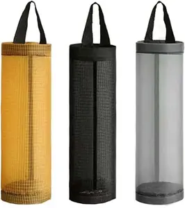 1Pack Plastic Bag Holder, Grocery Bag Holder for Plastic Bags Mesh Hanging Storage Dispenser Trash Bag Organizer Shopping Bag Holder for Plastic Bags