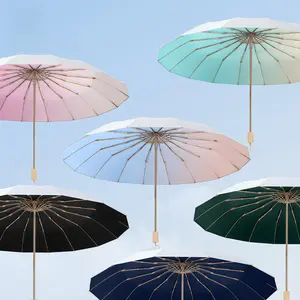 Titanium Silver Umbrella Gradient 16 Ribs Dual Use Waterproof Sun Protection, High Aesthetic Student Office Worker Rain Gear