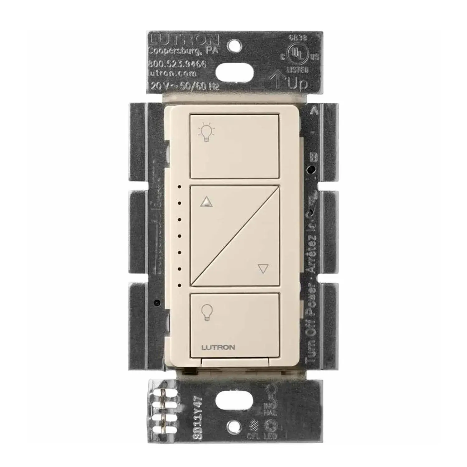 Lutron PD-10NXD-LA Caseta PRO Push-Button Smart Dimmer Switch, 250W LED, Single-Pole/3-Way/Multi-Location, Light Almond