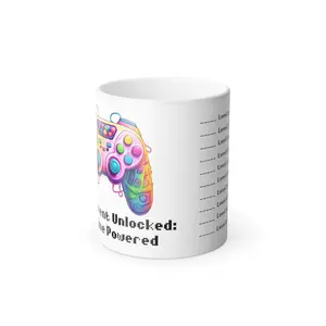 Game Controller Achievement Unlocked: Caffeine Powered Ceramic Coffee Tea Color Morphing Gamer Mug, 11oz