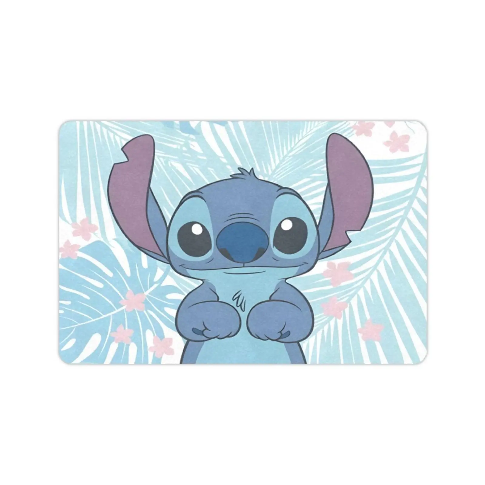 DISNEY CLASSIC Stitch Tropical Palm Leaf Print Doormat, Non Slip Low Profile Floor Rug, Cute Cartoon Anime Indoor Outdoor Entrance Mat For Home Bedroom Decor