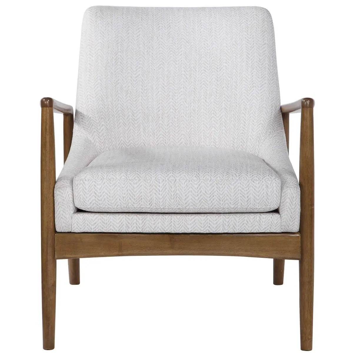 Bev Scandinavian Modern Accent Chair - Armless Legged Chair, Chevron, Honey Stain, 27 W x 32 H x 31 D Inch Indoor Furniture for Living Room Relaxation, Taupe And White Chevron