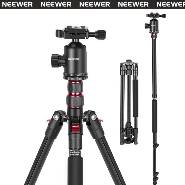 NEEWER TP77 77" Camera Tripod Monopod for DSLR, Phone with 360° Panoramic Ball Head, 2 Axis Center Column, Arca Type QR Plate, Bag, Compact Aluminum Lightweight Travel Tripod 34lb Max Load tiktokshopbacktoschool