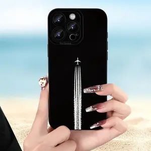 A new fun and stylish matte black phone case with an airplane track pattern. Angel Eye simple and personalized trendy phone case suitable for both men and women, compatible with iPhone 17/16/15/14/13/12/11/XS/XR/X/7/8 Plus/Pro/Max/Mini series