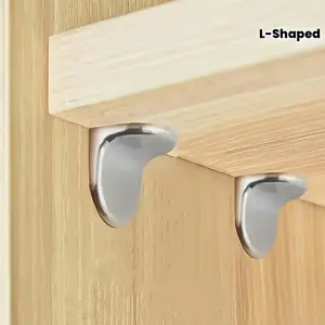 100pcs Metal L-Shaped Bracket Support Hook, 7-Shaped Shelf Support, B Shelf Support, Suitable for Wardrobes, Bookshelves And Glass Shelves, Safety Furniture Bracket Fixers, Shelf Liners