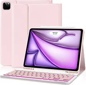 for iPad Air 13 Inch Case Keyboard (M3/M2, 2025/2024), Keyboard Case for iPad Pro 12.9 inch 5/6th Gen with Pencil Holder -  Detachable Backlit Keyboard with Auto Sleep/Wake