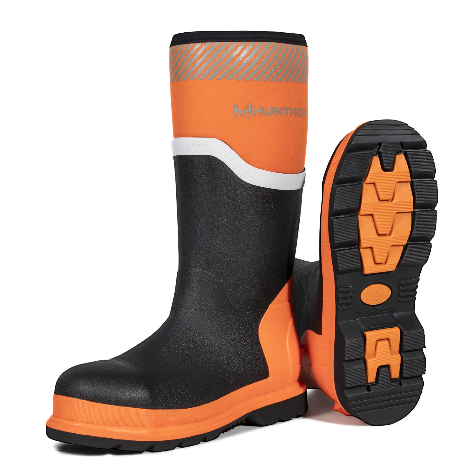 Hunthor Steel Toe Footwear, Waterproof Neoprene Rubber Boots for Injury Prevention, Puncture-Proof with Anti-Slip Sole & Reflective Strips, Rain Shoes, Worker