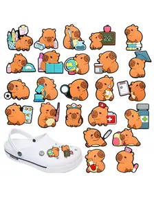 24pcs Cute Cartoon Shoe Charms, Footwear PVC Shoe Decoration Accessories, Perfect for Slippers, Sandals, Party Gifts, Shoe Embellishment Set