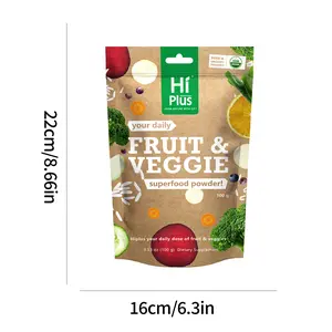 HiPlus Organic Fruits & Vegetables Powder Superfood Blend Daily Energy + Essential Vitamins | USDA Certified, Vegan Powder for Smoothies & Baking | Hidden vegetable recipes | 3.52oz pantry staple| Non-GMO, Gluten-Free, Easy Mixing
