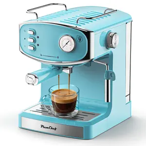 Plum Chef 20-Bar Semi-Automatic Espresso Machine for Home, Professional Compact Maker with Milk Frother Steam Wand, Pressure Gauge, 54oz Large Water Tank, Low-Noise Fast Brewing for Cappuccino, Latte
