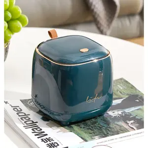 Luxury push-type desktop trash can, household car flip-top storage bucket, suitable for bathroom vanities, coffee tables, office desks, home decoration, Easter and Mother's Day gifts