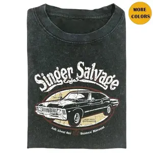 Supernatural Impala Singer Salvage Vintage T-Shirt - Pigment Dyed Crew Neck Tee, Funny Graphic Movie Shirt, Soft Cotton Unisex Fit, Oversized Relaxed Heavyweight Tee for Men & Women, 90s Vibe Casual Streetwear, Faded Aesthetic Everyday Wear Gift