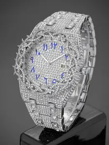 Men's Quartz Watch New Full Rhinestone Strap Ice-Cold Hip-Hop Large Dial, Unique Mesh Zirconia Design, Party Gift for Men Women, Rhinestone Watches
