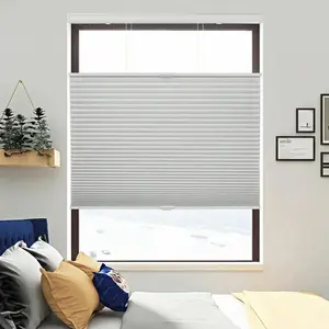 Cordless Honeycomb Blinds No Drill Blackout Cellular Shades, Custom Size Light Blocking Window Cover for Bedroom Kitchen - (White)