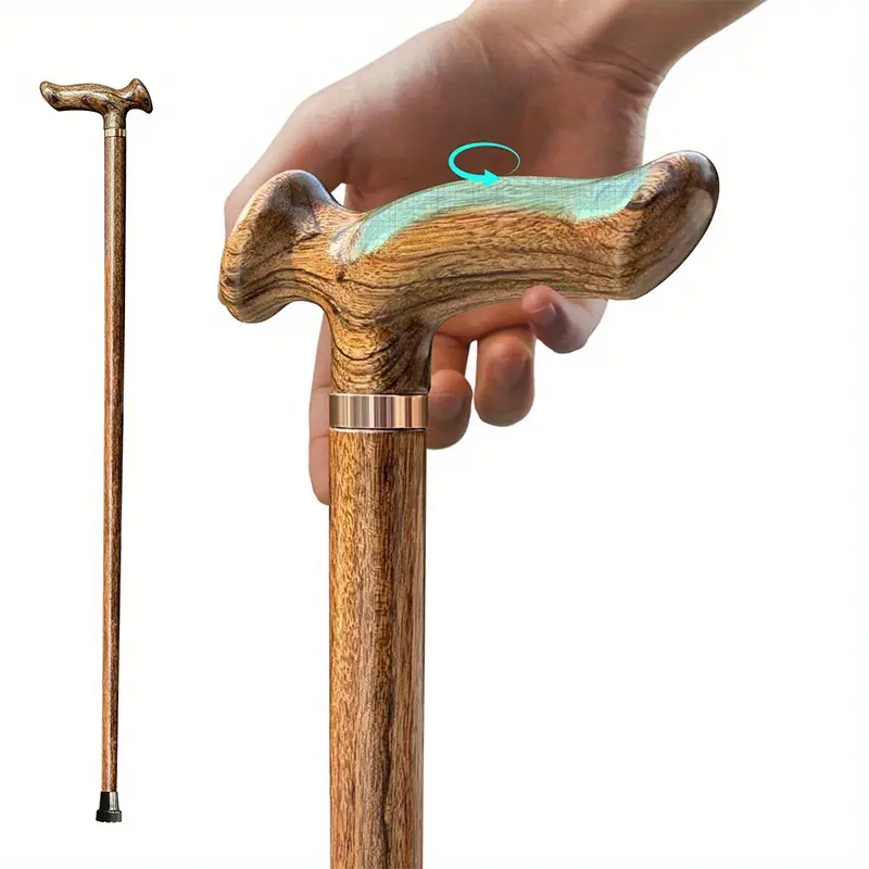 Handcrafted Hardwood Walking Cane - Classic Cane, Unisex, Ergonomic Polished Finish, Lightweight Grip for Daily Walking & Recovery, Handmade, Fixed Length, Solid Wood, Comfortable Grip, Natural Wood, No