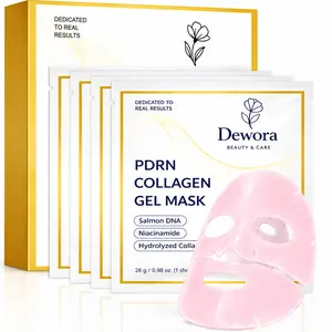 Korean PDRN Salmon Collagen Gel Mask 4-Pack | Glass Skin Treatment | Hydrating, Firming & Brightening Face Mask