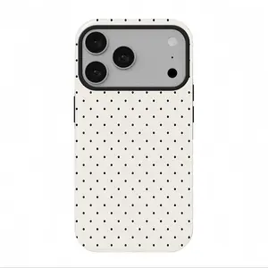 White iPhone case with black spots, double-layer protective cover, suitable for iPhone 17/16/15/14/13/12/11/X/XS/XSMAX/XR/7P/8P series, perfect as a holiday gift for friends, family, or yourself.