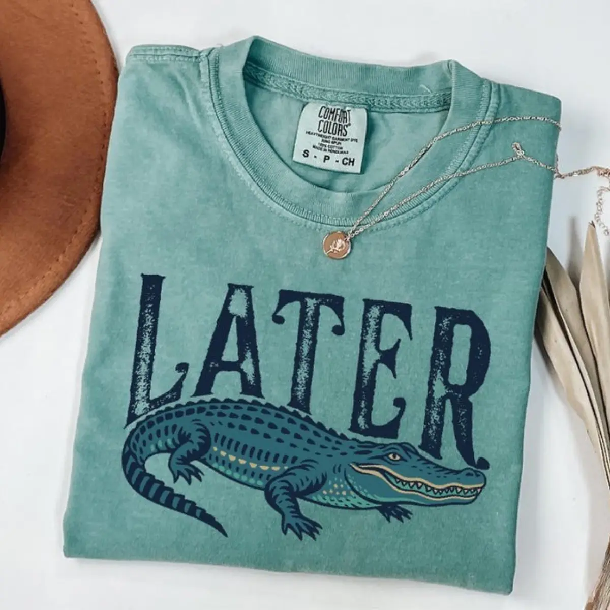 Comfort Colors Vintage Later Gator T-shirt Funny Alligator Graphic Tee Southern Saying Retro Gator Top Florida Lover Crocodile Wildlife Gift