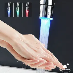 UrGlame 1 Pack 3-Color Temperature Sensitive Gradient LED Water Faucet Light - Color Changing Faucet Spout for Kitchen and Bathroom