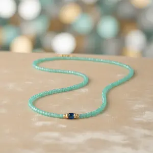 Seafoam Serenity Beaded Necklace-Gold LM