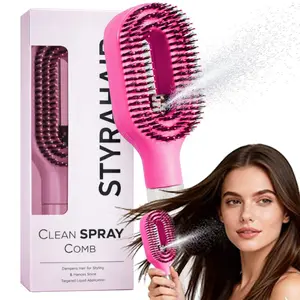 Spray Comb with Water Function, Two-In-One Knot-Free Tool, Controls Frizz, Suitable for Wet and Dry Hair, Portable Spray Brush, Travel-Friendly