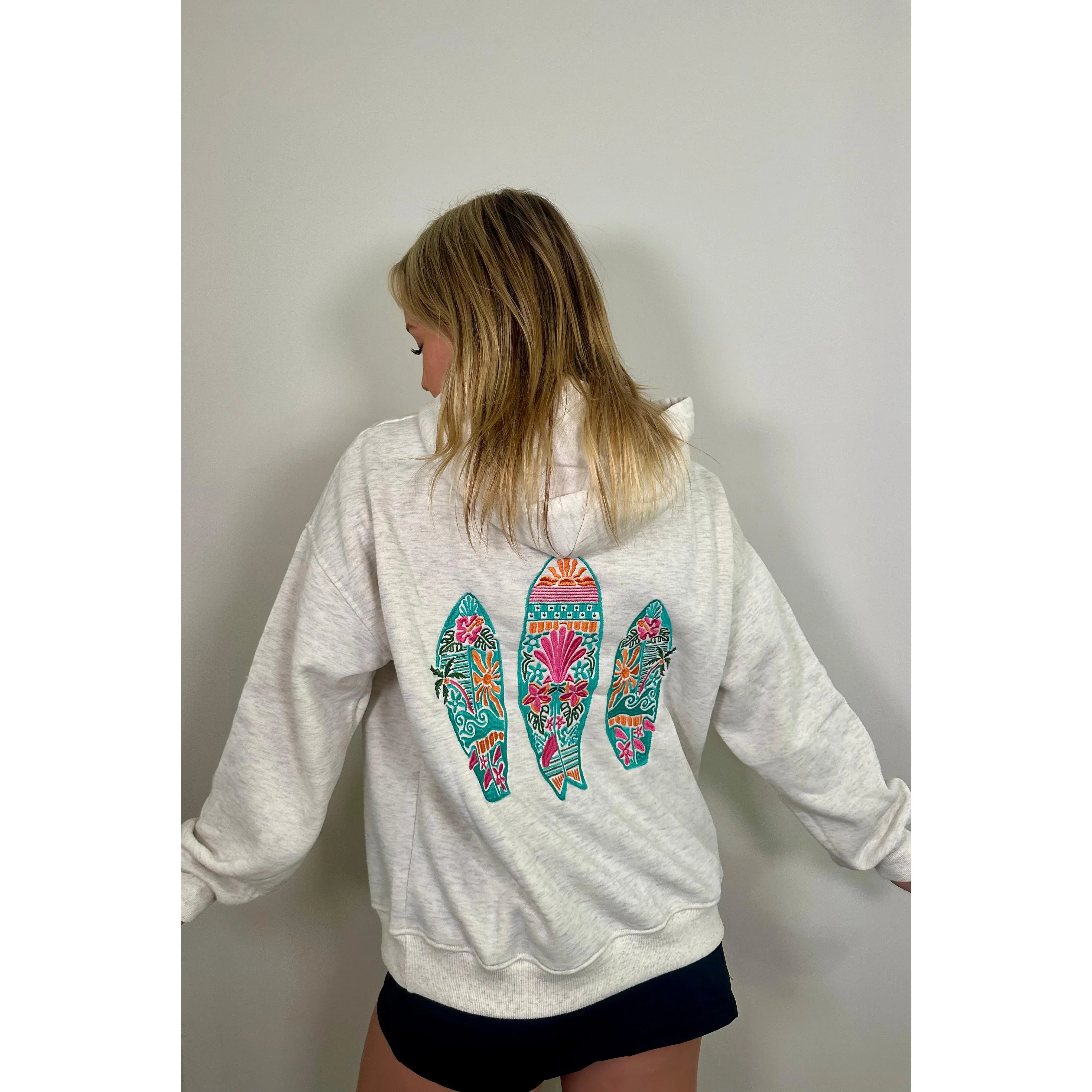 Surfboard Embroidered Oversized Hoodie