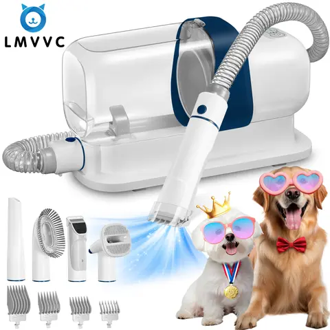 LMVVC Universal Multi-Suction Pet Grooming Clippers Kit - 2.3L Capacity, High-Quality Hose, Poodle Grooming Supplies, 99% Hair Suction, De-Shedding Brush, Fabric Brush, Beauty & Hair Care Tools