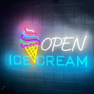 Ice Cream Shaped Neon Sign, USB Powered Wall Mounted Neon Light, Decorative Neon Light, LED Neon Lights, Novelty Lighting for Shops, Restaurants, Snack Bars, Burger Shops, Led Signs, Neon Accent Lights, Led Lit