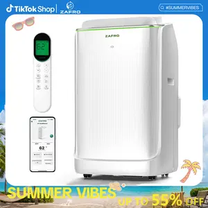 ZAFRO (42dB) 16,000 BTU WIFI (12,000 BTU SACC) Portable Air Conditioners, Ultra Quiet Dual Duct Smart AC with Drainage-free Cooling/24Hrs Timer/APP/Remote/Cool, Fan & Dehumidifier Modes for Indoor Rooms