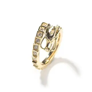 Hip Hop Chinese Dragon Ring - 3D Sculpted Design with Zirconia Accents, Adjustable Open Statement Ring