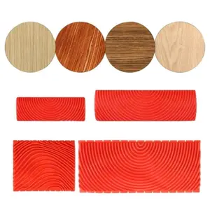 4 Piece Faux Wood Grain Rubber Roller Brush Set, Oil Paint Brushes Art Tool, Home Decor Wall Painting Texture, DIY Craft Supplies