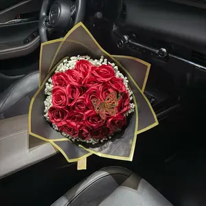 Eternal Burgundy Bliss Bouquet - Silk Rose Bouquet with Baby's Breath - Perfect for Gifting - Birthday - Graduation - Anniversary - Valentines Day