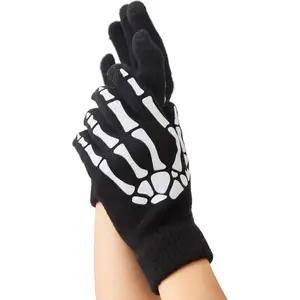 Skeleton Gloves (Unisex Adult Size) Fingerless Gothic Style Gloves Glow in the Dark Halloween Costume Emotional Style Accessories