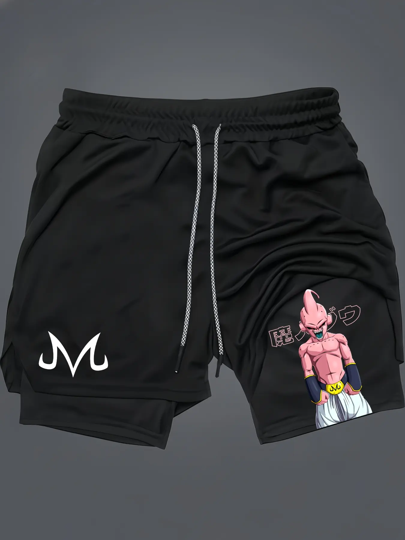 Majin Buu Menswear 80s 90s Oversized 2 in 1 SingletMuscle Athleisure Street Athletic Wear Streetwear Sports Shorts Summer Simple LetterBlack Polyester Fabric ElasticWaistband Drawcord Tropical CasualBreathable Quick-Drying AnimeGraphic Gifts