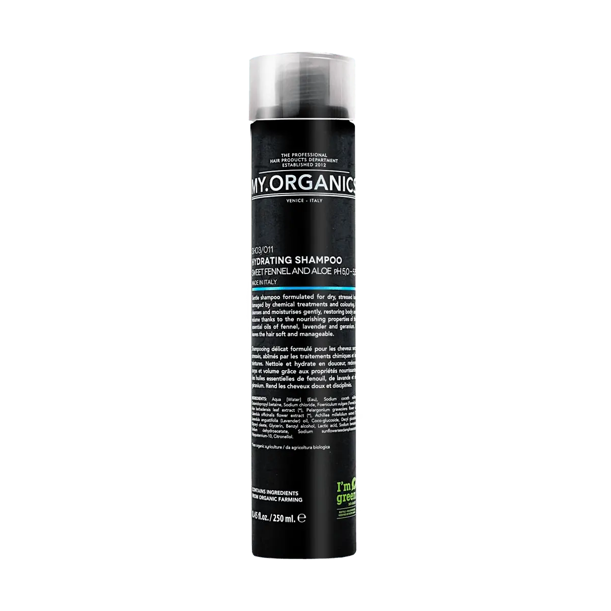MY ORGANICS Hydrating Shampoo - Organic Italian Formula with Fennel & Aloe Vera for Smooth, Shiny Hair - 250ml
