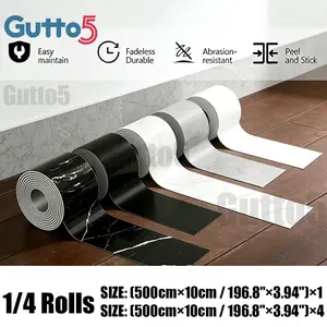 Thick Stone Texture Self-Adhesive Waterproof Baseboard Wall Decor Strip, Home Wall and Floor Decoration, 1/4 Roll Pack