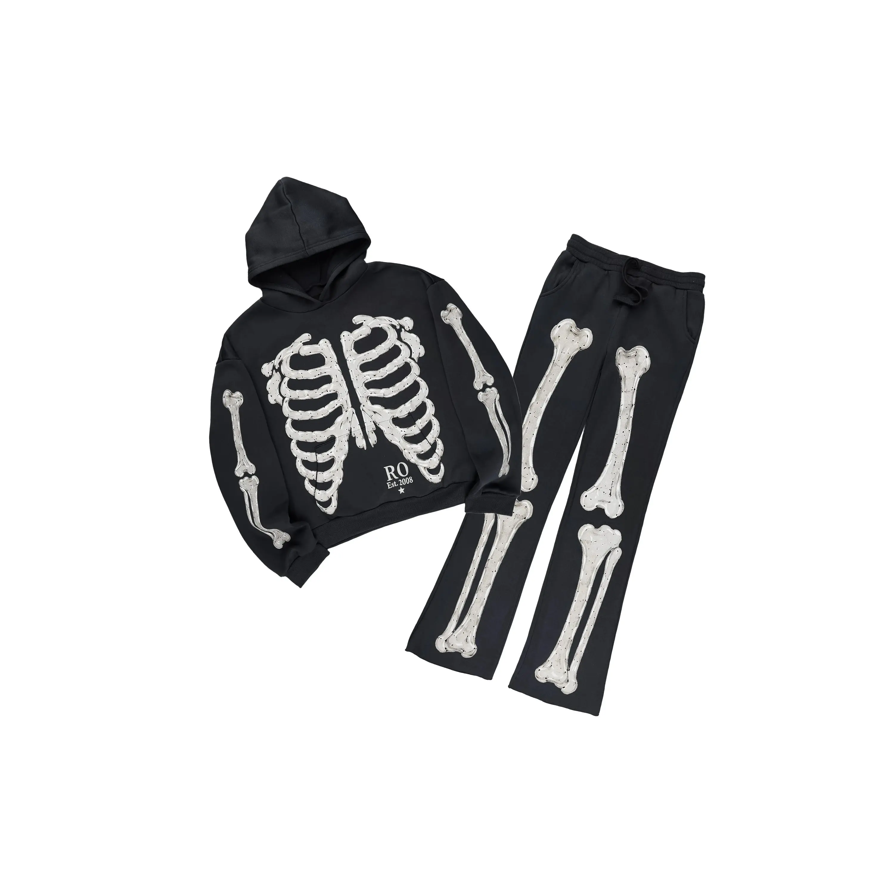 Boys Vermis Black/White Stacked Hoodie Track Set